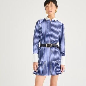 J. CREW | Tiered Striped Shirt Dress in Cotton Poplin | 4